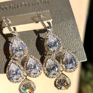 Pear-Cut Kite Drop CZ Earrings